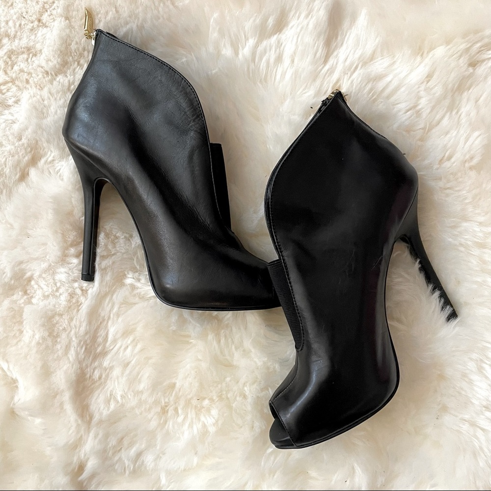 Guess Super High Stiletto Peep Toe Booties